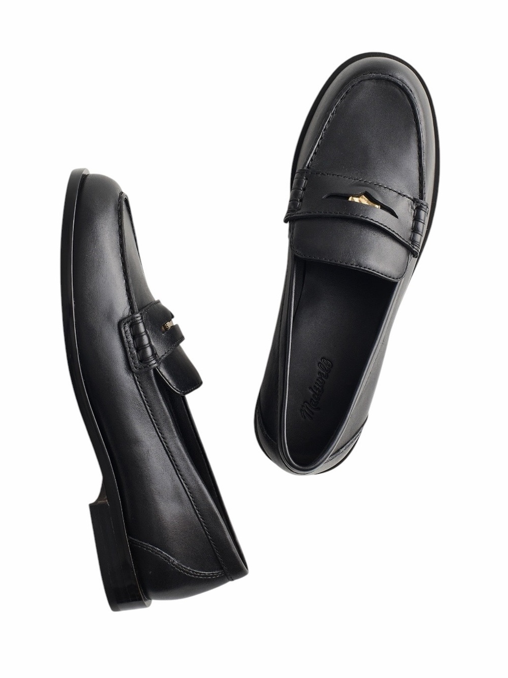 Madewell - Grayson Penny Loafers Black Leather Gold Coin Size 8.5
